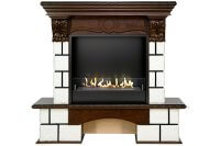 Биокамин в портале Firezo Pierre luxe Белый темный дуб, стандарт