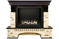 Биокамин в портале Firezo Pierre luxe Сланец Темный дуб, стандарт